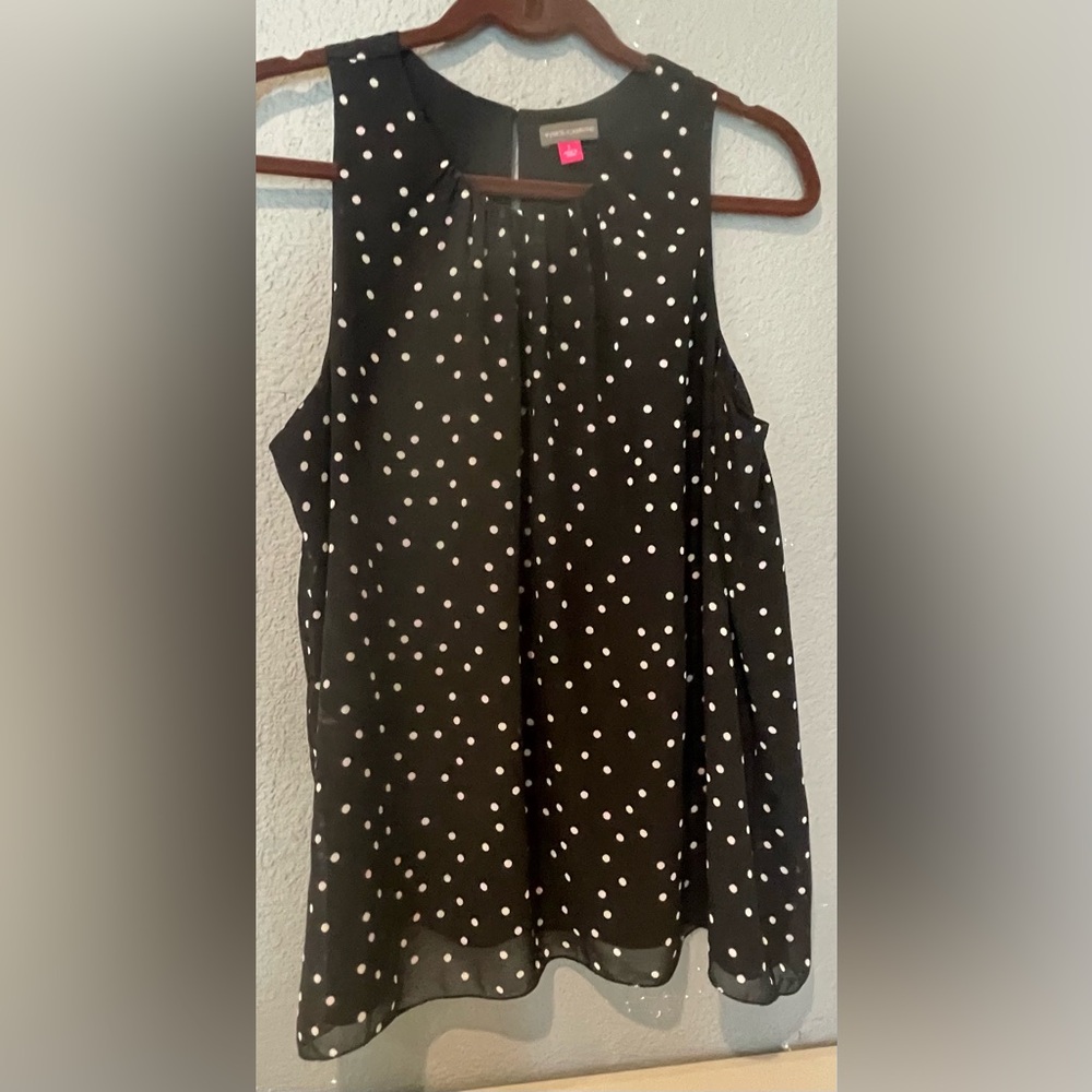 Vince Camuto Black Blouse with White Polka Dots